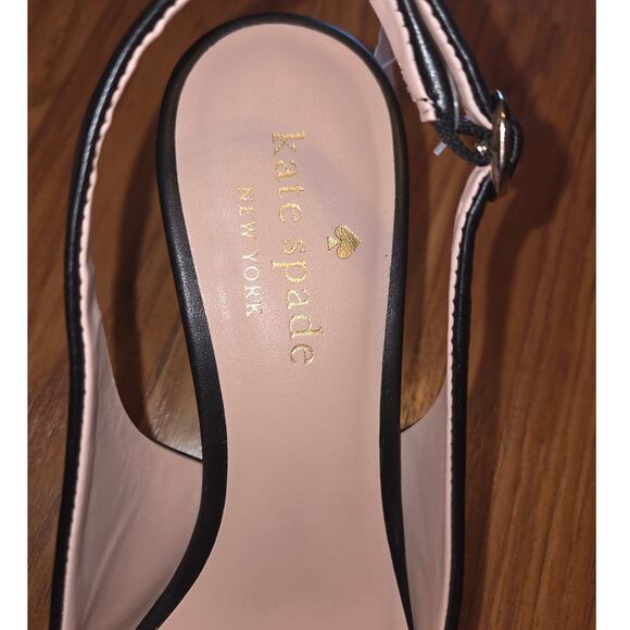 Kate Spade Black Bow Sling Back Heels - Women's 5.5 - Picture 4 of 5